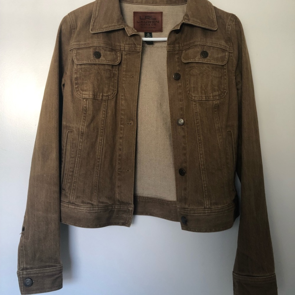Ralph Lauren Jean jacket , size XS , olive /brown color . Good condition